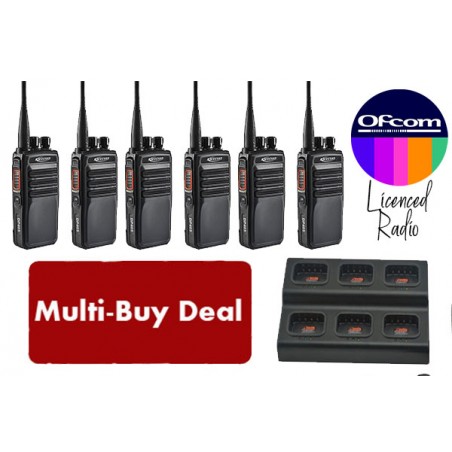 Pack of 6 Licenced Two Way Radio (Kirisun DP405) with Earpiece