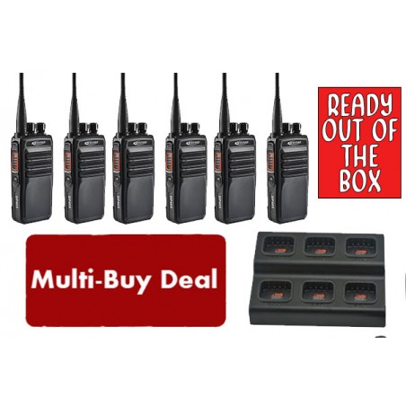 Pack of 6 UnLicenced Two Way Radio (Kirisun DP405) with Earpiece